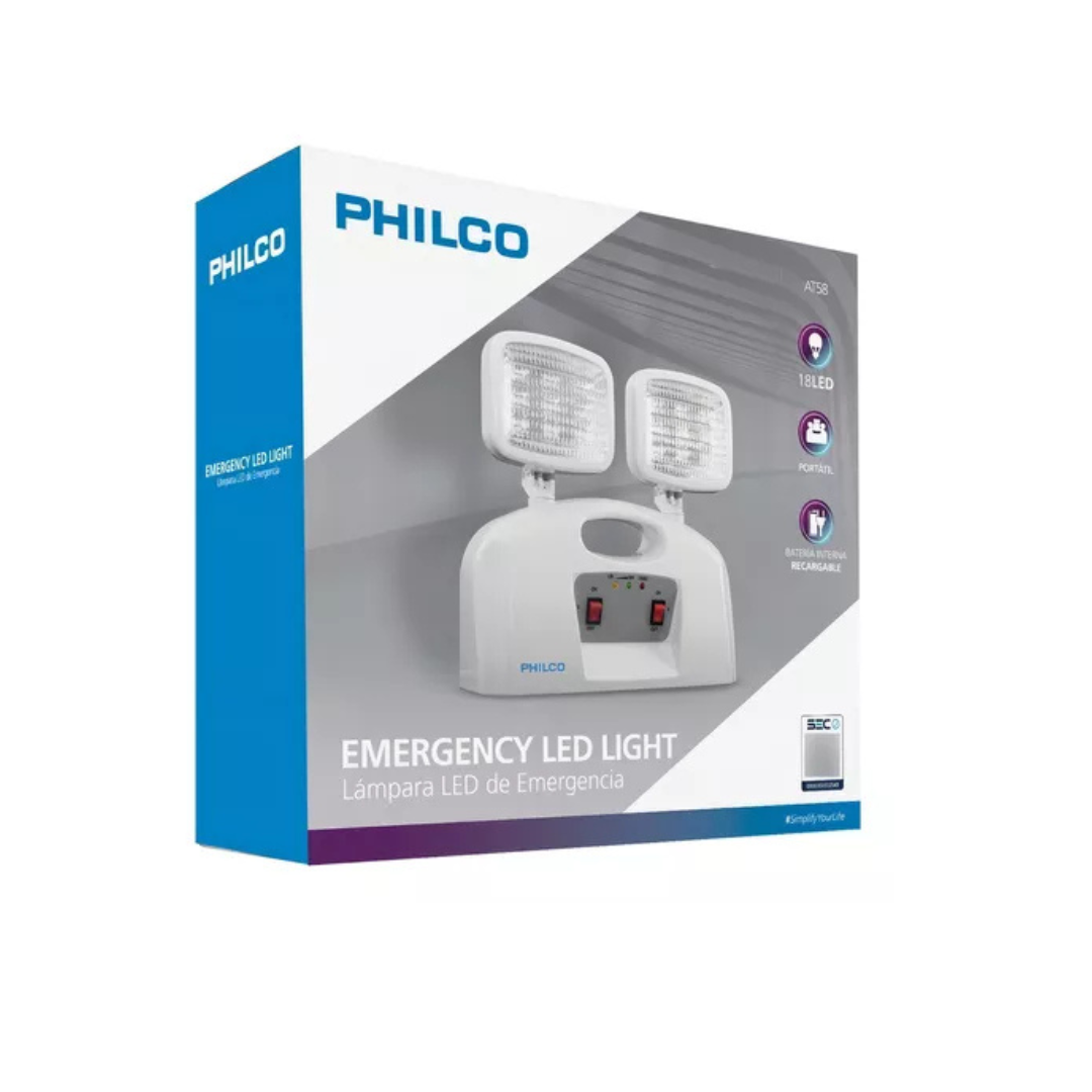 Luz / Lampara De Emergencia Led 2 Focos Philco Certificado SEC