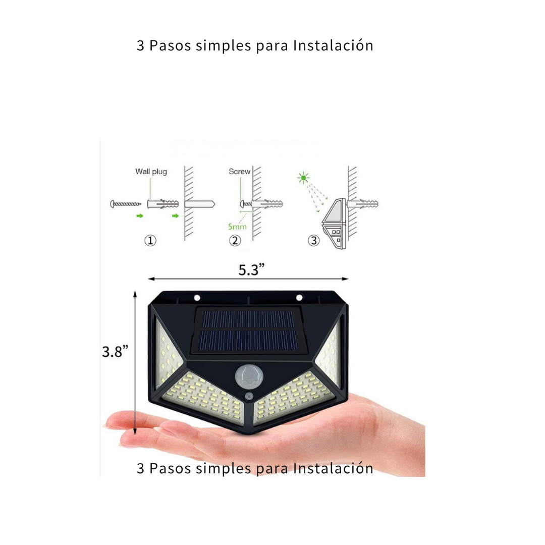 Foco Solar Led Pared 112 LED / Sensor de Movimiento Decorativa