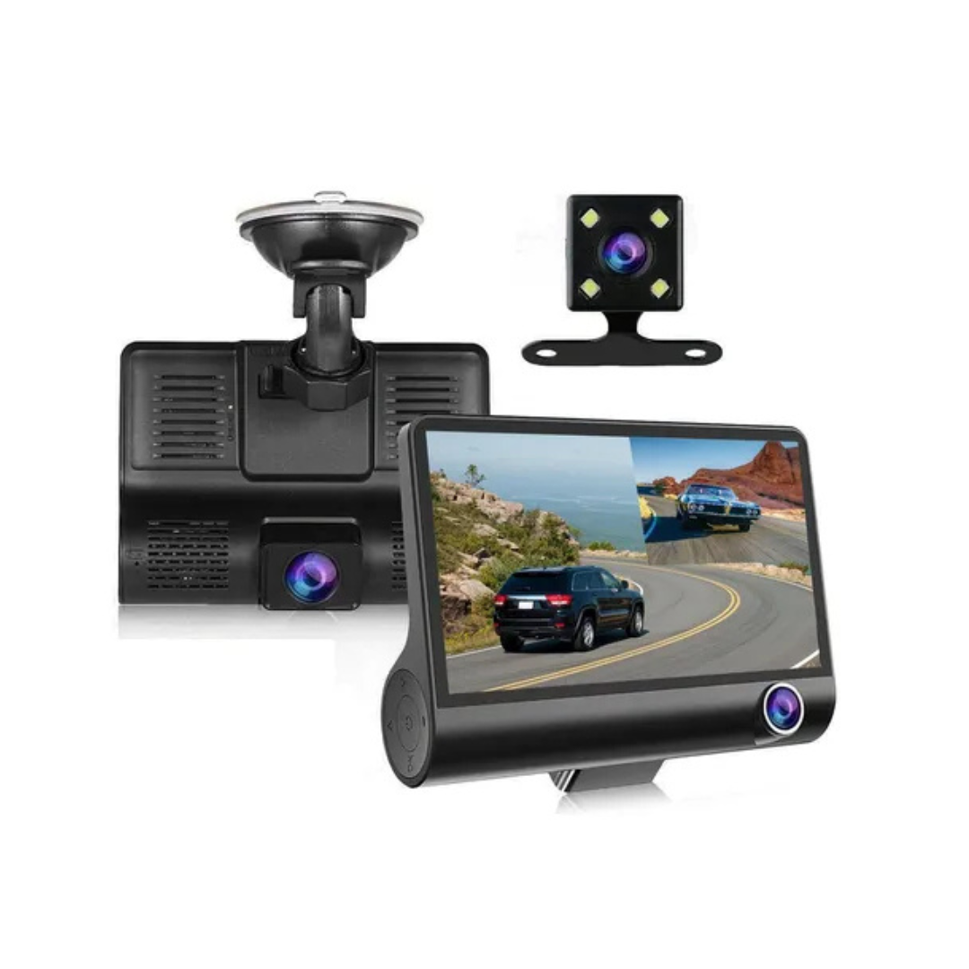 Cámara Seguridad Auto 1080p HD Visón Nocturna 4 Pulgadas / x3 Lentes