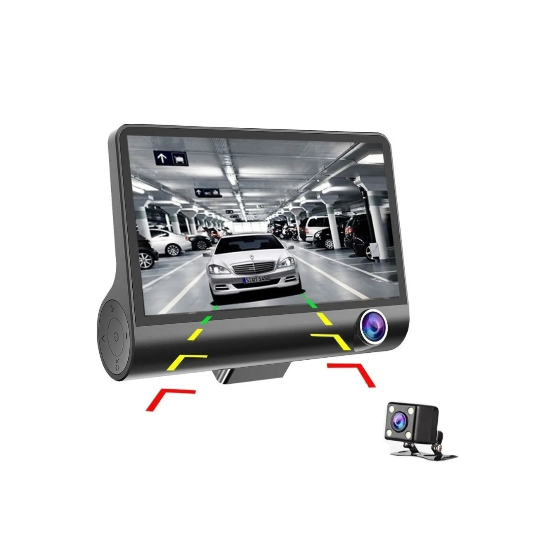 Cámara Seguridad Auto 1080p HD Visón Nocturna 4 Pulgadas / x3 Lentes