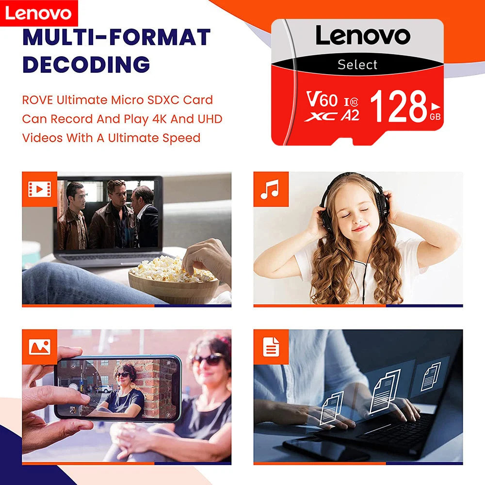 Micro SD Lenovo Select - Alta Velocidad 100 Mb/s + 4K