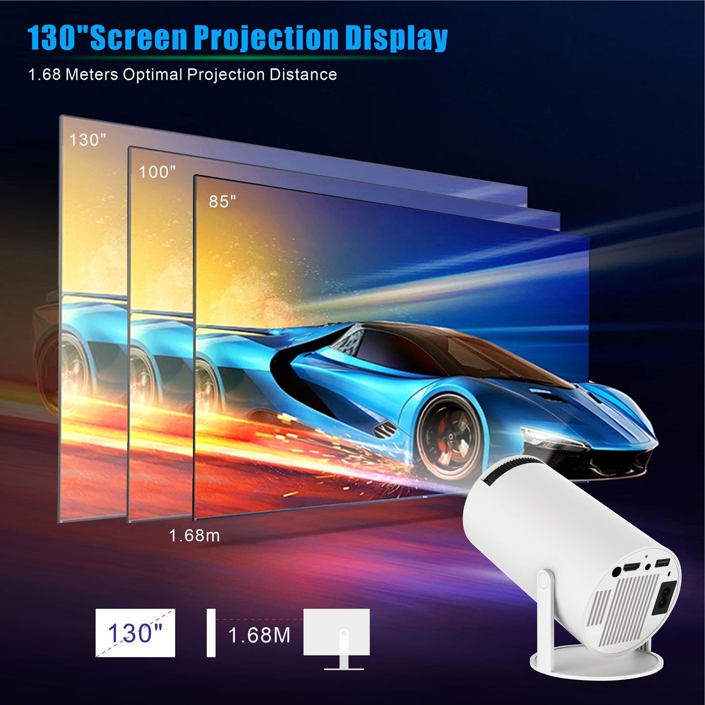 Proyector portátil HD Android Play 11 / Wifi6 HD 130"