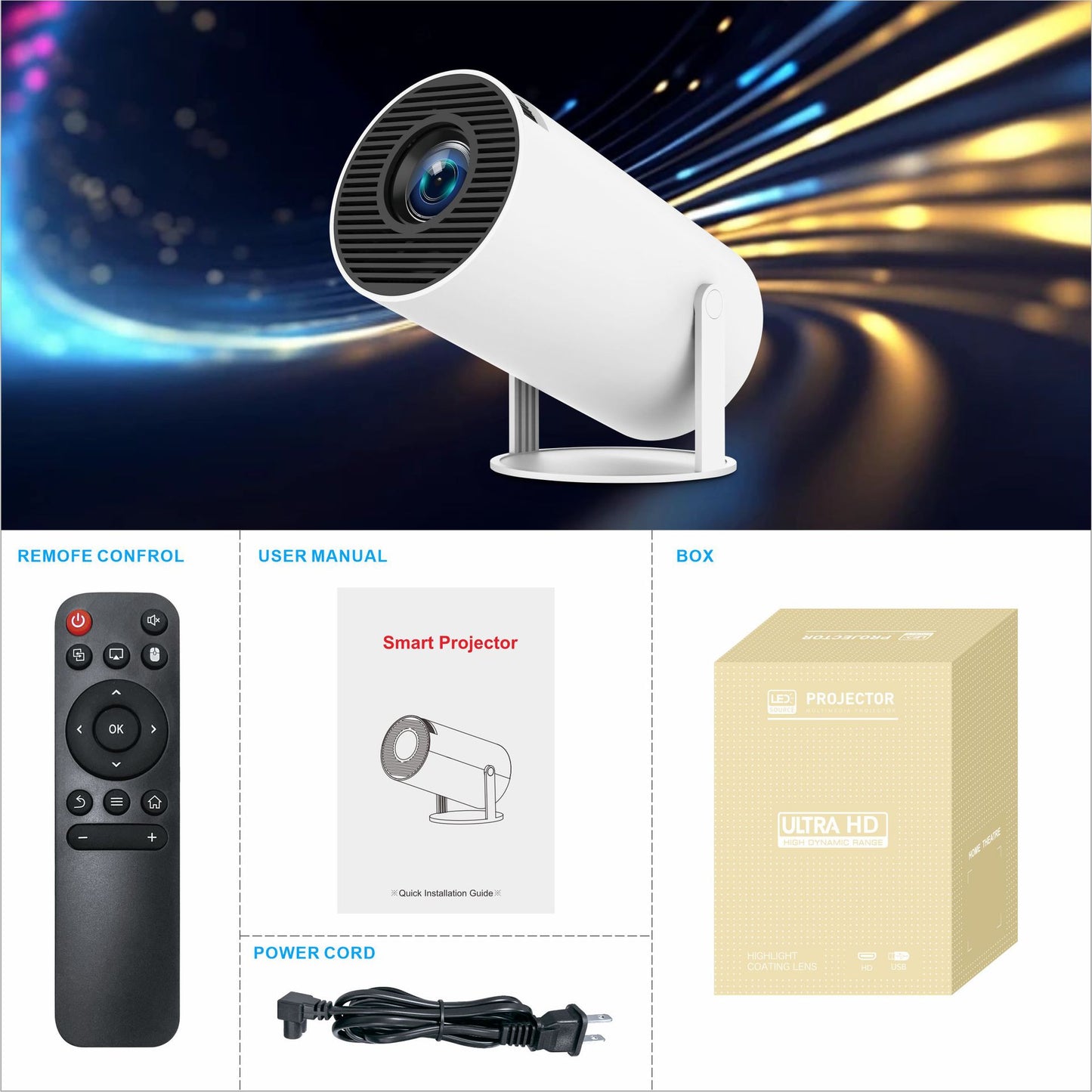 Proyector portátil HD Android Play 11 / Wifi6 HD 130"