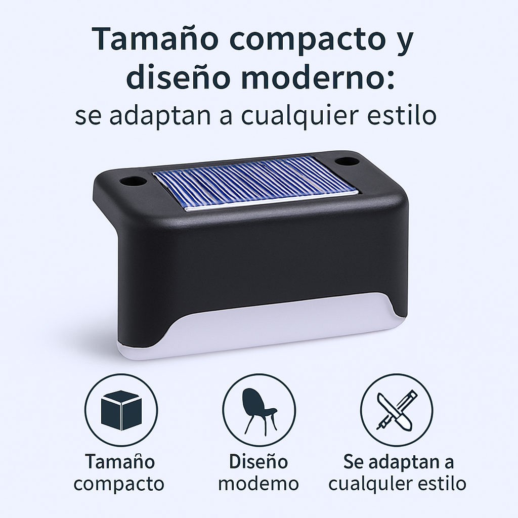 Set Luces LED Solares Escaleras / Pasamanos Recargable