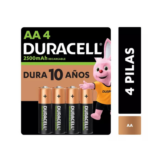 Pilas Duracell Recargables AA 2500 mAh / Pack x4